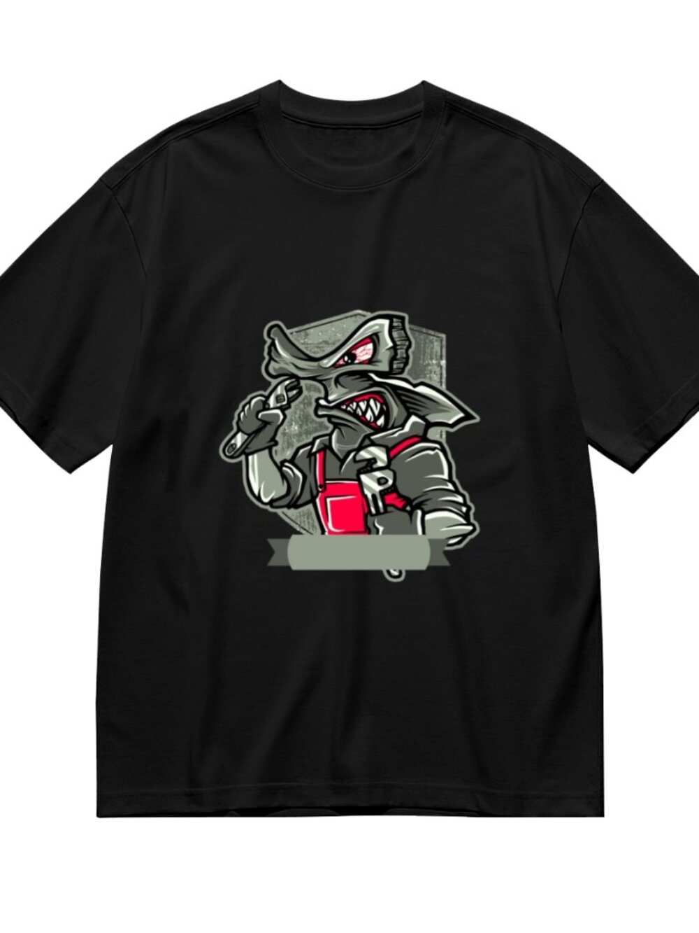 Black Short-Sleeve Graphic Tee with Grey & Red Mascot - Picture 3 of 5